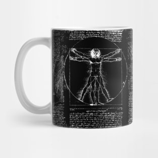 VITRUVIAN MAN Handwriting of Leonardo Da Vinci Black White Mug